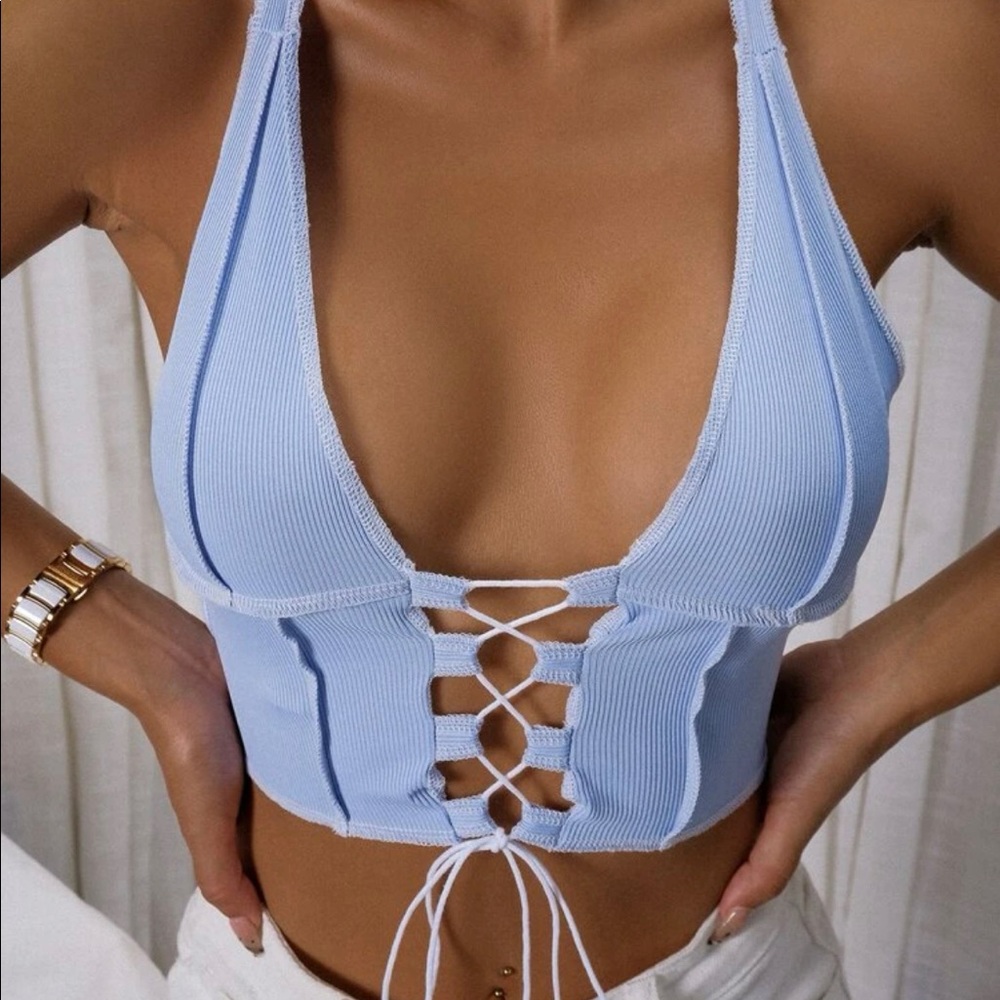 SHEIN, medium, blue&white